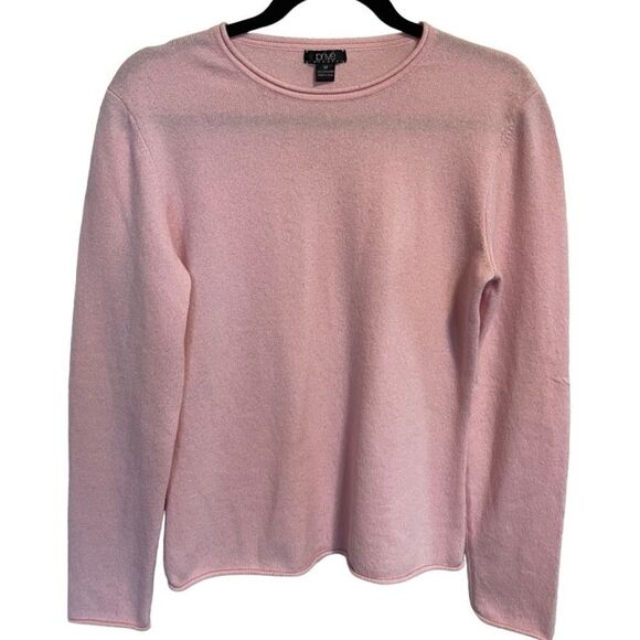 Privé- Women’s Light Pink Crew Neck Long Sleeved 100% Cashmere Sweater, Size Med - Picture 1 of 5